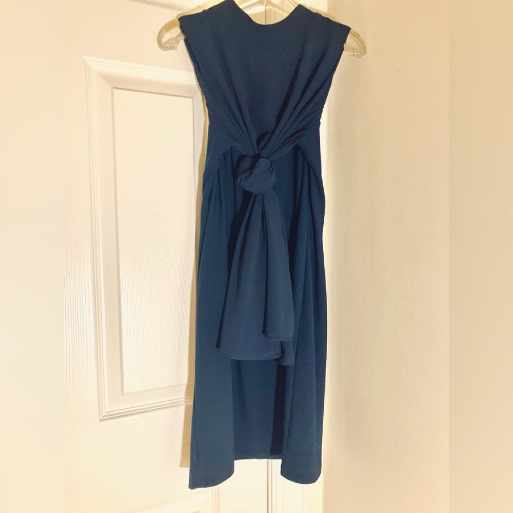 Eliza J midi A-line dress size 6N navy blue polyester